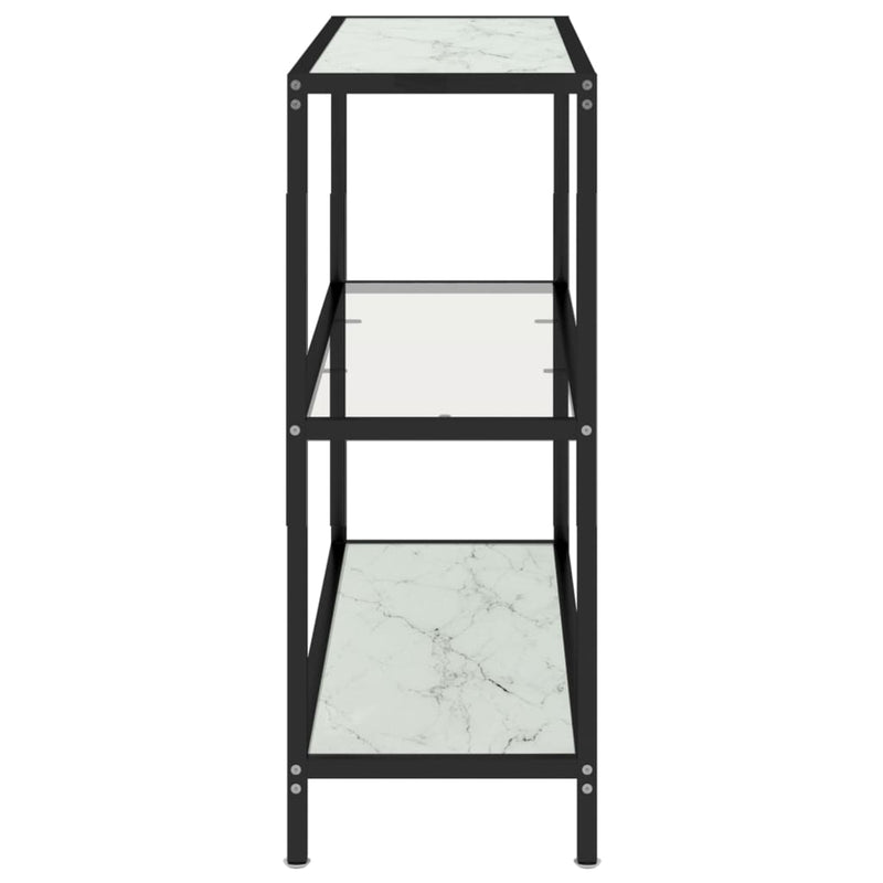 Console Table Transparent and White Marble 100x36x90 cm Tempered Glass Payday Deals