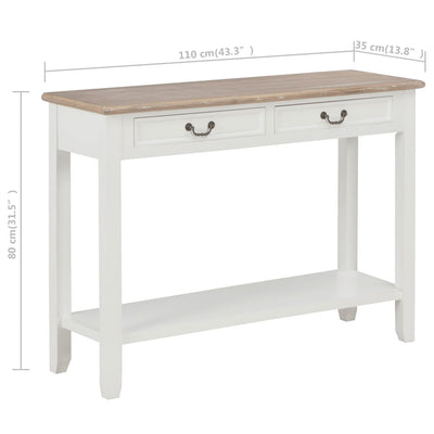 Console Table White 110x35x80 cm Wood Payday Deals