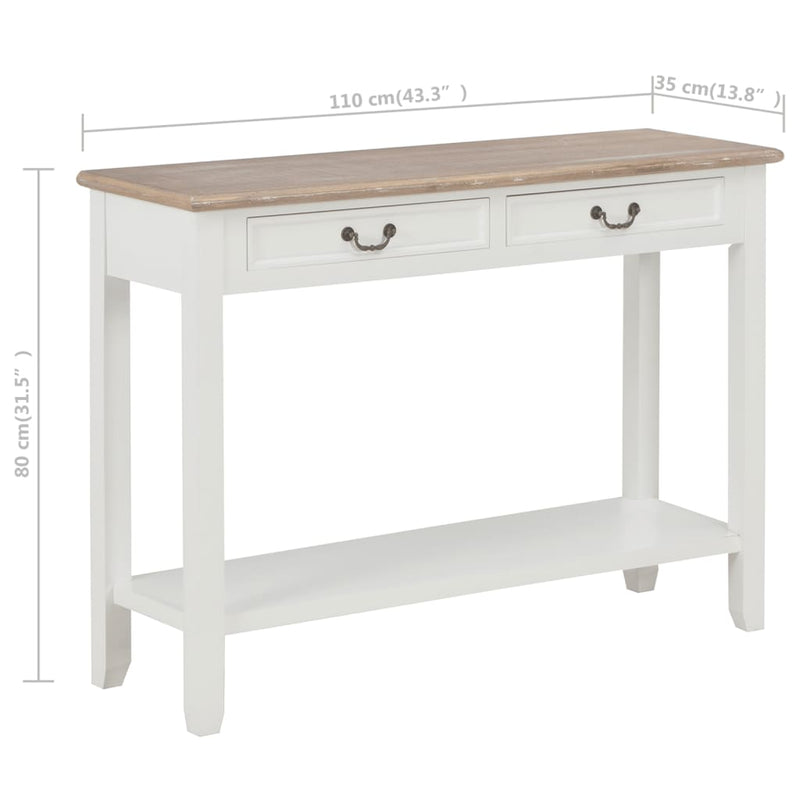 Console Table White 110x35x80 cm Wood Payday Deals