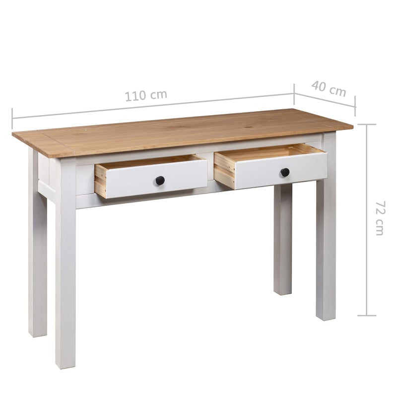Console Table White 110x40x72 cm Solid Pine Wood Panama Range Payday Deals
