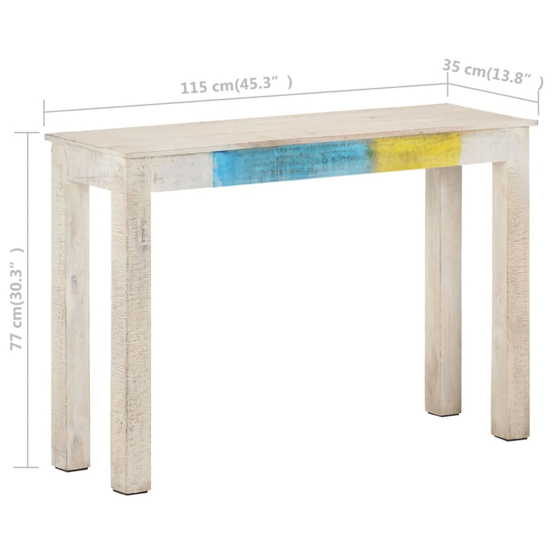 Console Table White 115x35x77 cm Rough Mango Wood Payday Deals