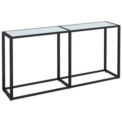 Console Table White Marble 160x35x75.5cm Tempered Glass Payday Deals