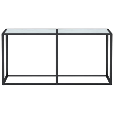 Console Table White Marble 160x35x75.5cm Tempered Glass Payday Deals