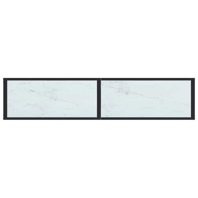 Console Table White Marble 160x35x75.5cm Tempered Glass Payday Deals