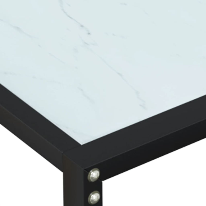 Console Table White Marble 160x35x75.5cm Tempered Glass Payday Deals