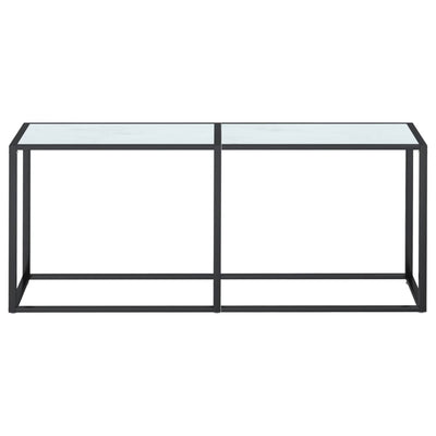 Console Table White Marble 180x35x75.5cm Tempered Glass Payday Deals