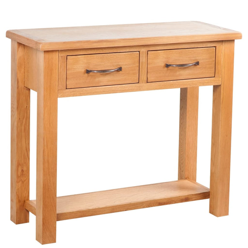 Console Table with 2 Drawers 83x30x73 cm Solid Oak Wood Payday Deals