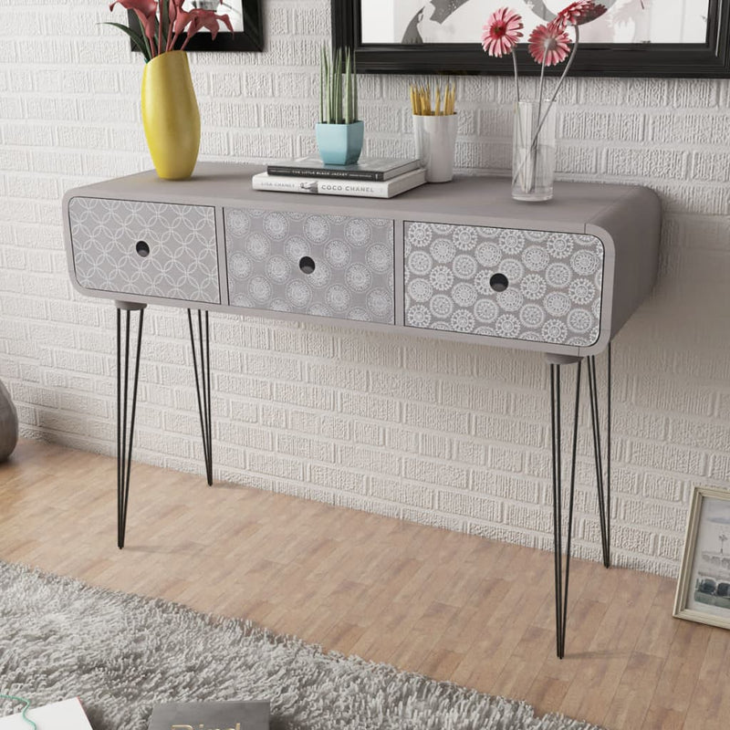 Console Table with 3 Drawers Grey Payday Deals