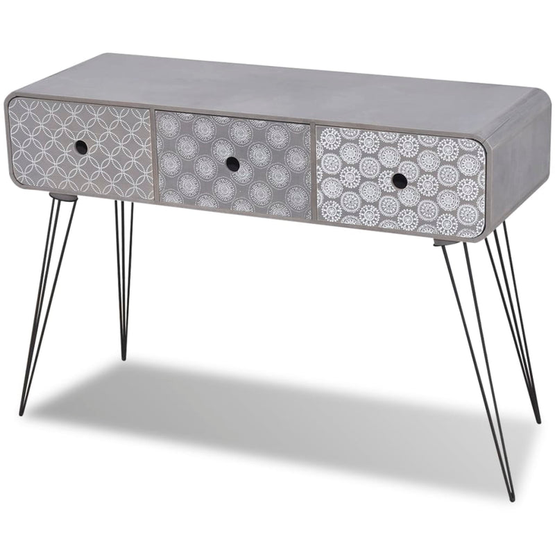 Console Table with 3 Drawers Grey Payday Deals