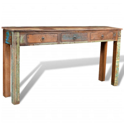 Console Table with 3 Drawers Reclaimed Wood