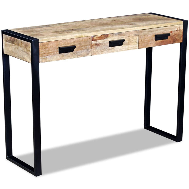 Console Table with 3 Drawers Solid Mango Wood 110x35x78 cm Payday Deals