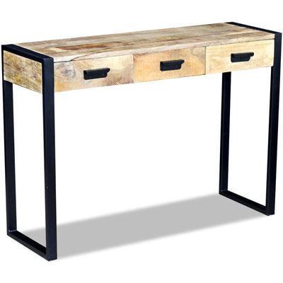 Console Table with 3 Drawers Solid Mango Wood 110x35x78 cm Payday Deals