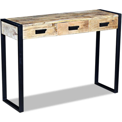 Console Table with 3 Drawers Solid Mango Wood 110x35x78 cm Payday Deals