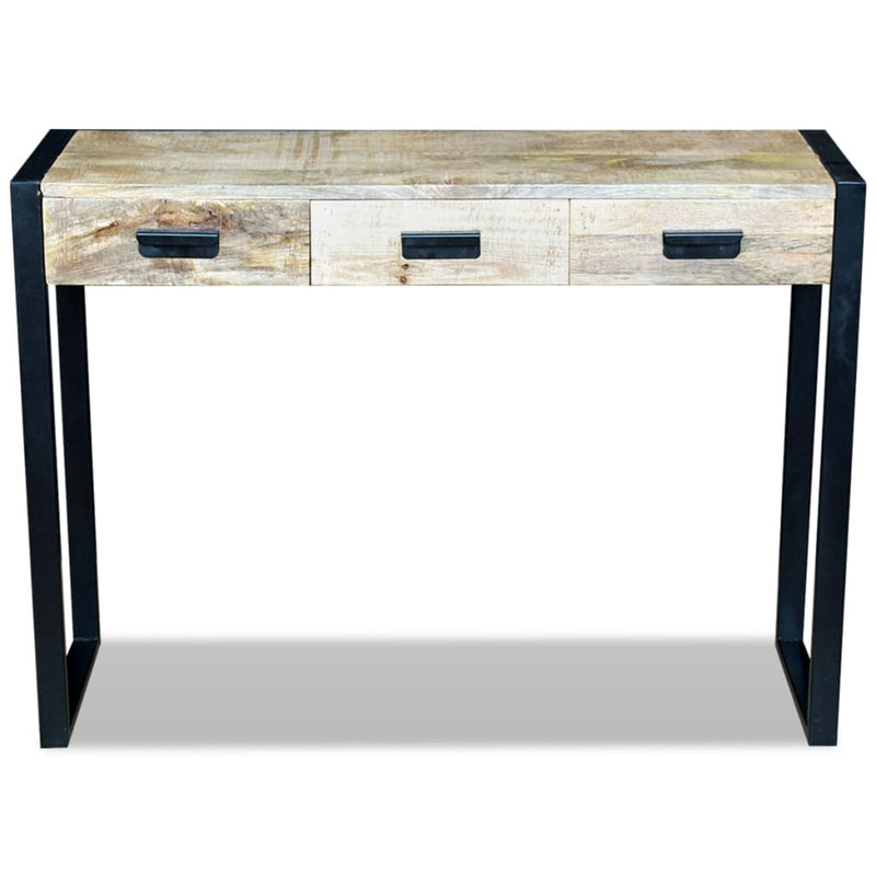 Console Table with 3 Drawers Solid Mango Wood 110x35x78 cm Payday Deals