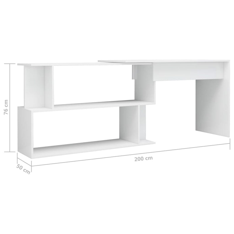 Corner Desk High Gloss White 78.7"x19.7"x29.9" Engineered Wood Payday Deals