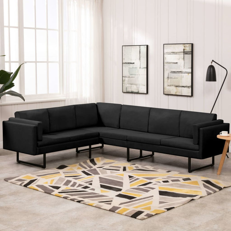 Corner Sofa Black Fabric Payday Deals