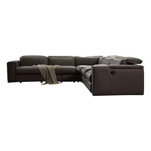 Corner Sofa Square Wedge Finest Genuine Leather Grey Electric Recliner Storage Drawer with 2x Cup Holders Lounge Set for Living Room Payday Deals