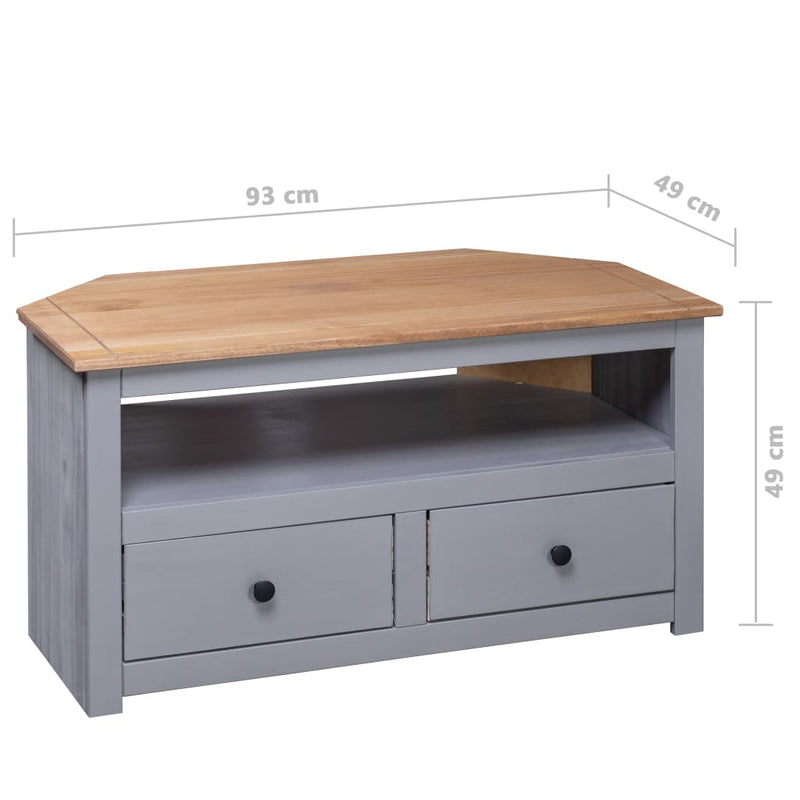 Corner TV Cabinet Grey 93x49x49 cm Solid Pine Panama Range Payday Deals