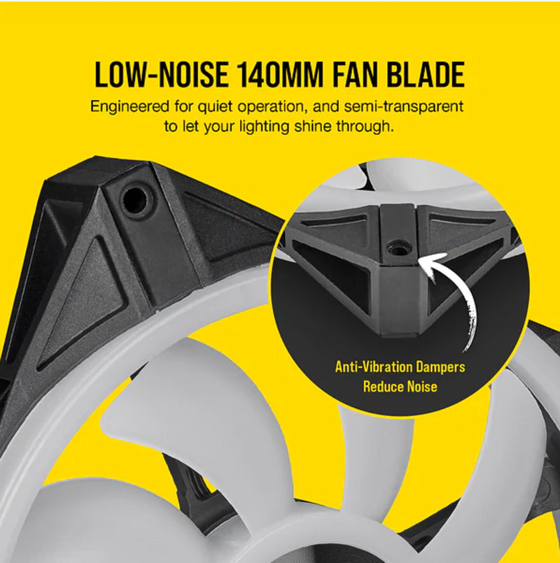 CORSAIR QL140 RGB Dual Fan Kit with Lighting Node Core, ICUE, Anti Vibration, Low-Noise 140 mm Fan Blade, RGB LED PWM Fan 26dBA, 502 CFM, 2 Fan Pack Payday Deals