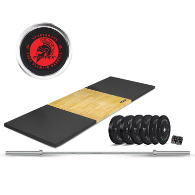 CORTEX 3M X 1M 50mm Weightlifting Platform with Dual Density Mats Set + 90kg Olympic V2 Weight Plates & Barbell Package Payday Deals