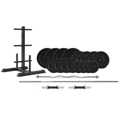 CORTEX 90kg EnduraShell Barbell Weight Set with Weight Tree Payday Deals