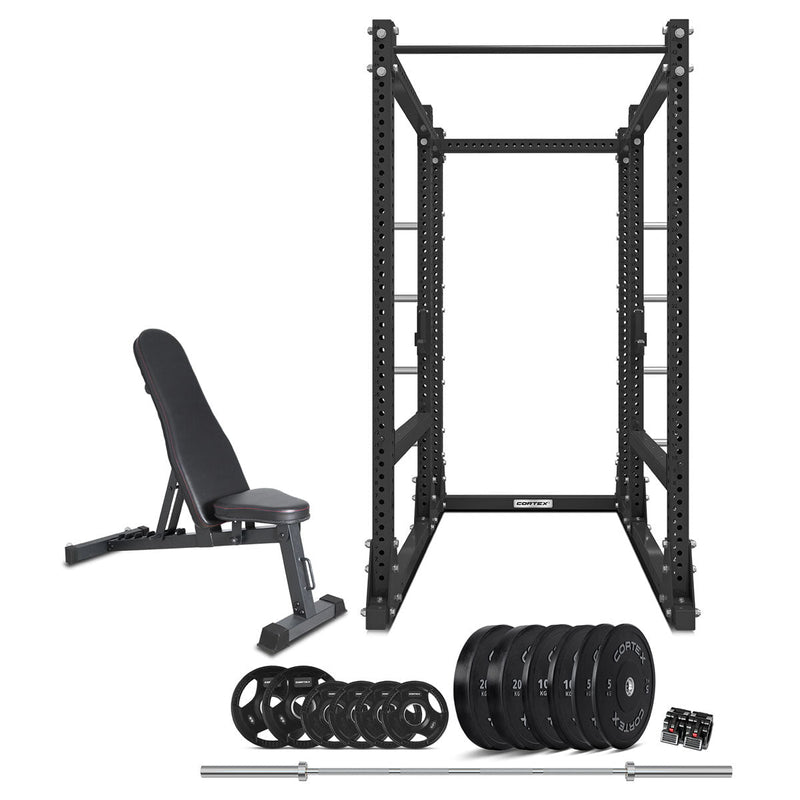Cortex ALPHA Series ARK06 Commerical Full Rack with Storage + 100kg of Olympic Weights and Barbell Payday Deals