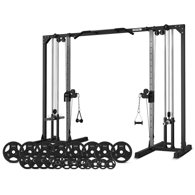 CORTEX FT-11 Plate Loaded Cable Crossover Station with 115kg Olympic Tri-Grip Weight Set Payday Deals