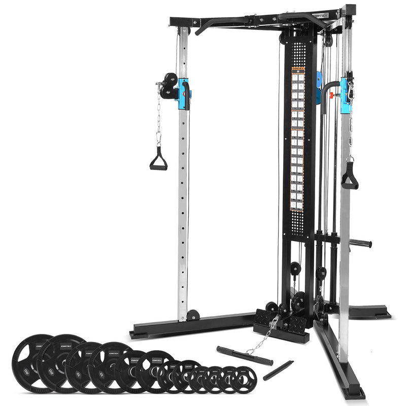 CORTEX FT10 Cable Crossover Station + 80kg Olympic Tri-Grip Weight Plate Package Payday Deals