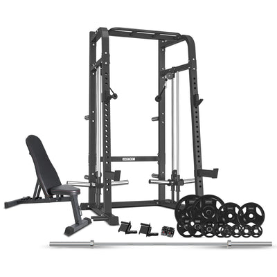 CORTEX GS9 Power Rack & Cable Machine + BN-6 Bench + 100kg Olympic Tri-Grip Weight Plate & Barbell Package