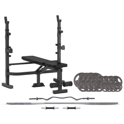 Cortex MF4000 Bench Press with 90kg Standard Tri-Grip Weight and Bar Set