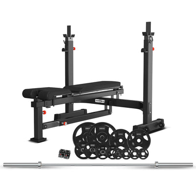 CORTEX MF410 MultiFunction Bench Press + 100kg Olympic Tri-Grip Weight Plate & Barbell Package