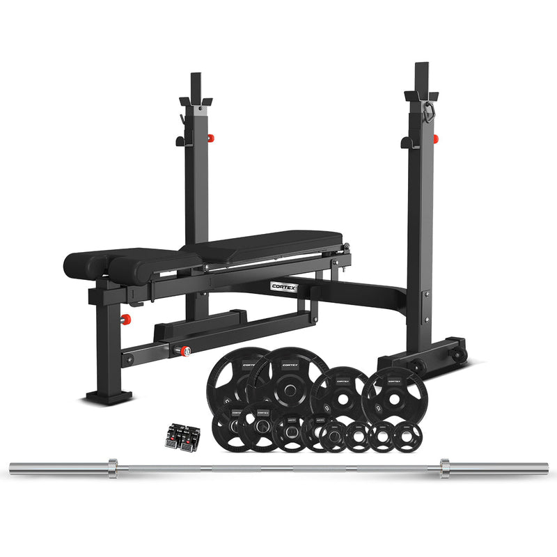 CORTEX MF410 MultiFunction Bench Press + 100kg Olympic Tri-Grip Weight Plate & Barbell Package Payday Deals
