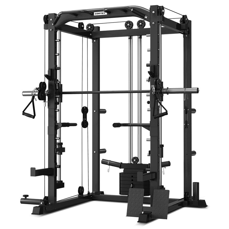 CORTEX SM-20 6-in-1 Power Rack with Smith & Cable Machine + BN-6 Bench + 100kg Olympic Tri-Grip Weight Plate & Barbell Package Payday Deals