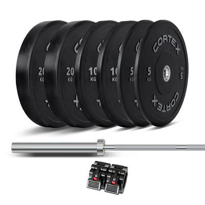 CORTEX Starter 85kg Black Series Bumper Plate V2 Package with ATHENA200 Barbell