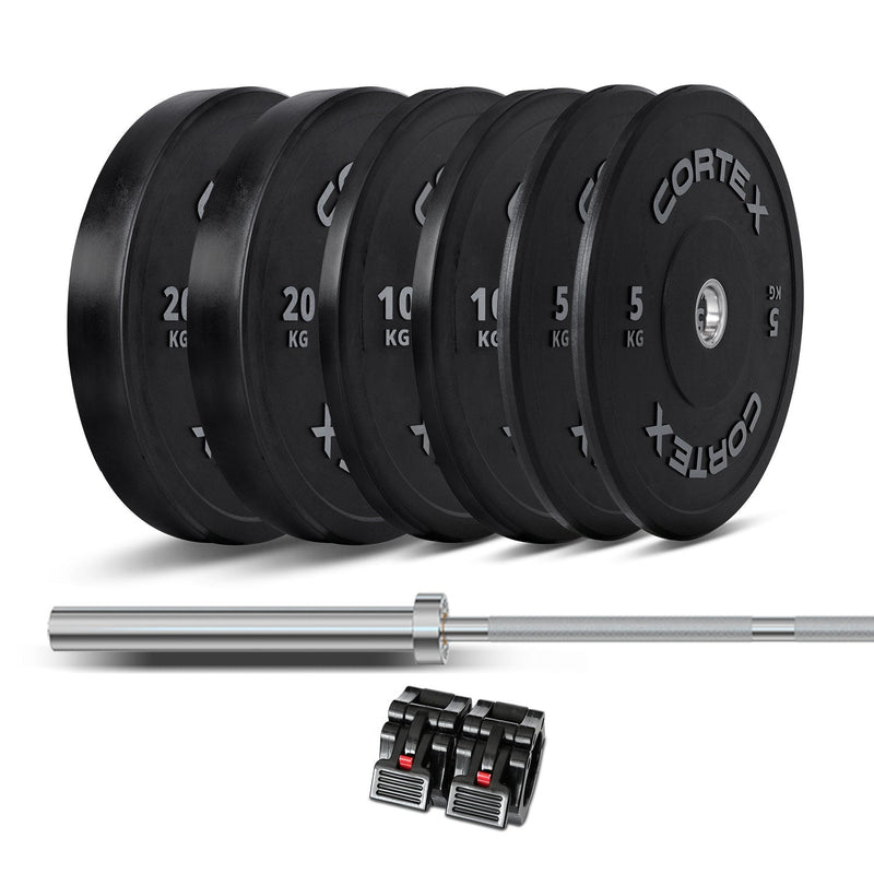 CORTEX Starter 85kg Black Series Bumper Plate V2 Package with ATHENA200 Barbell Payday Deals