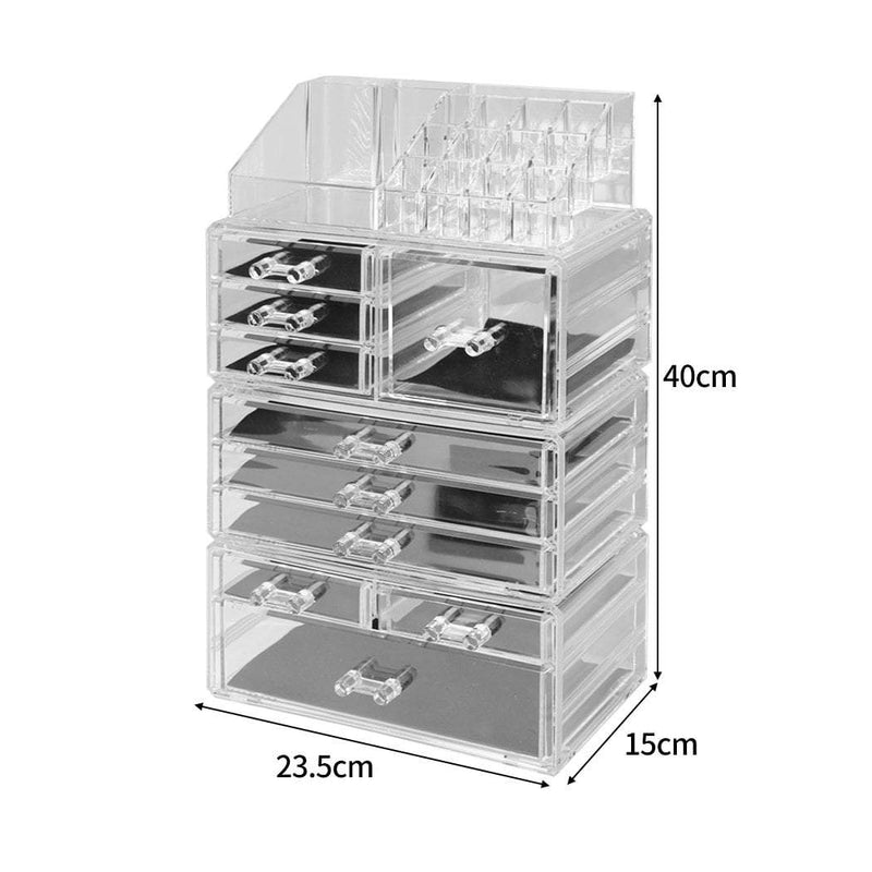 Cosmetic 10 Drawer Makeup Organizer Storage Jewellery Holder Box Acrylic Display Payday Deals