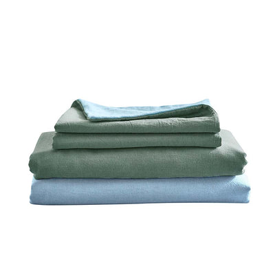 Cosy Club Cotton Sheet Set Bed Sheets Set King Cover Pillow Case Green Blue Payday Deals