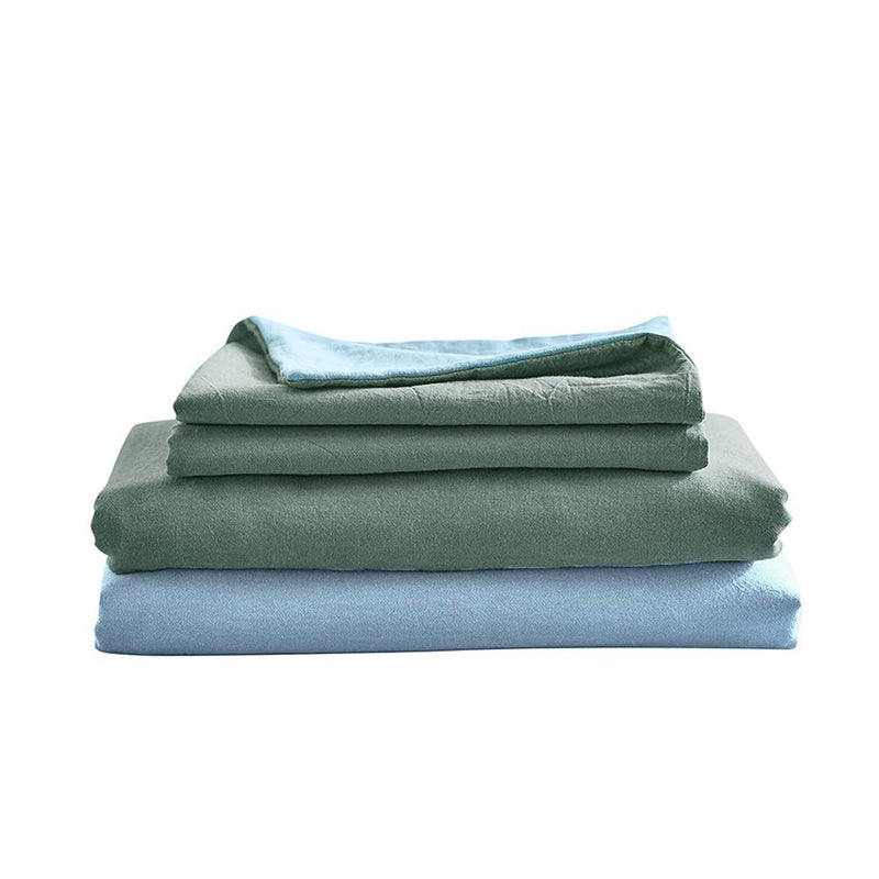 Cosy Club Cotton Sheet Set Bed Sheets Set King Cover Pillow Case Green Blue Payday Deals