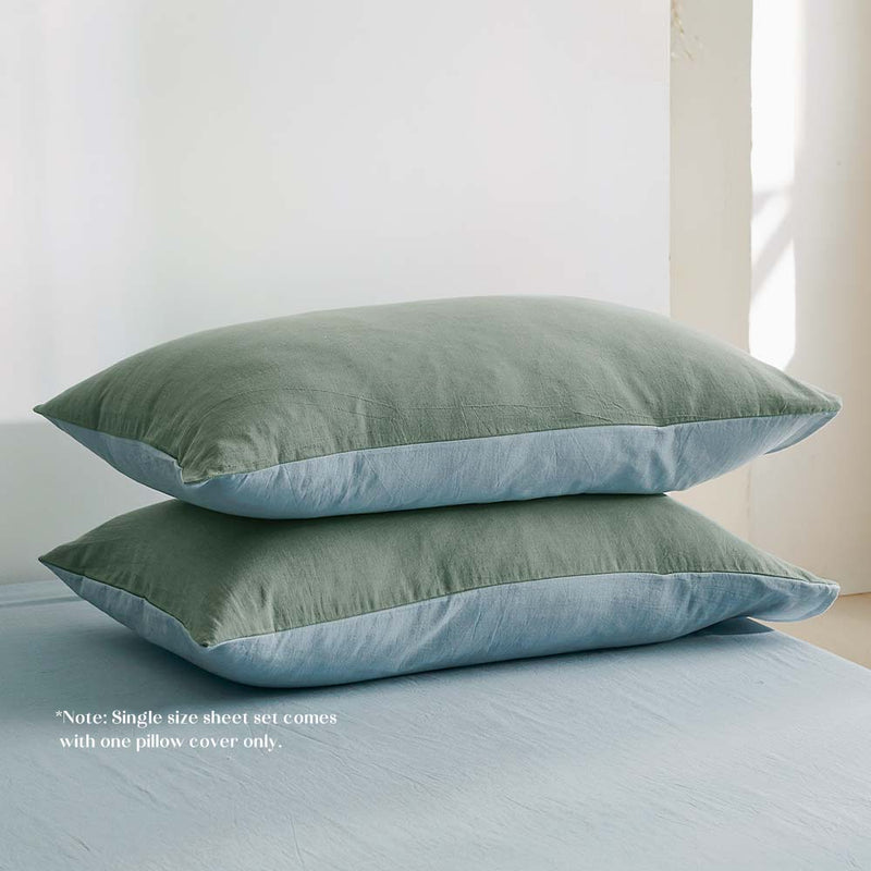 Cosy Club Cotton Sheet Set Bed Sheets Set Single Cover Pillow Case Grey Blue Payday Deals