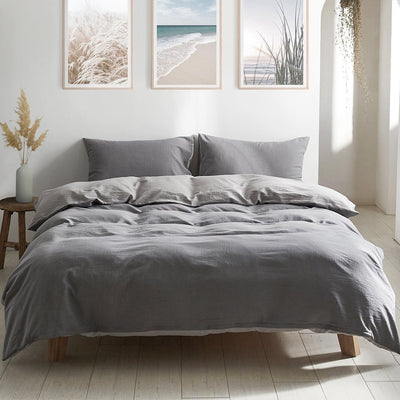 Cosy Club Duvet Cover Quilt Set Double Flat Cover Pillow Case Grey Inspired Payday Deals