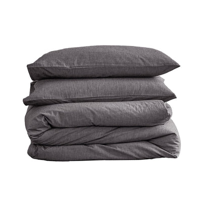 Cosy Club Washed Cotton Quilt Set Black King