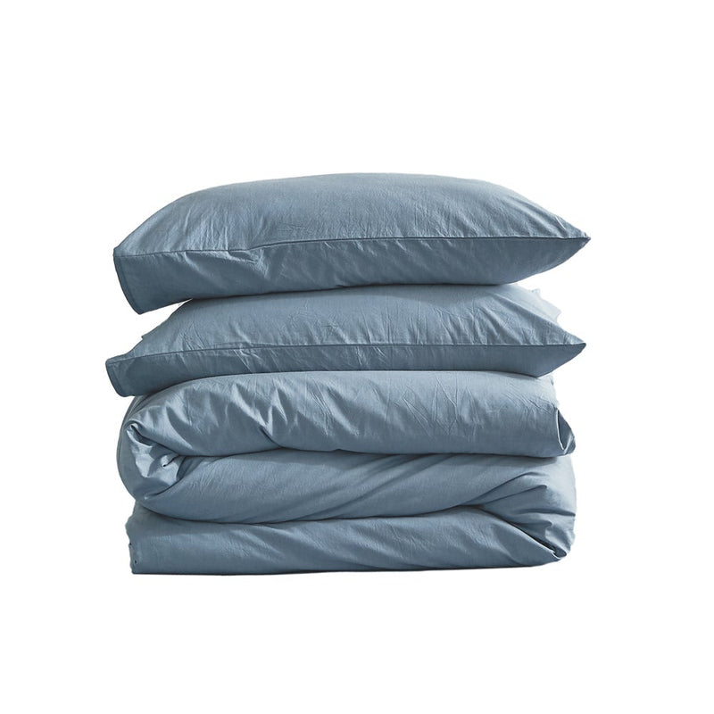Cosy Club Duvet Cover Quilt Set Flat Cover Pillow Case Essential Blue Queen Payday Deals