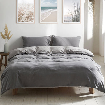 Cosy Club Duvet Cover Quilt Set Queen Flat Cover Pillow Case Grey Inspired Payday Deals