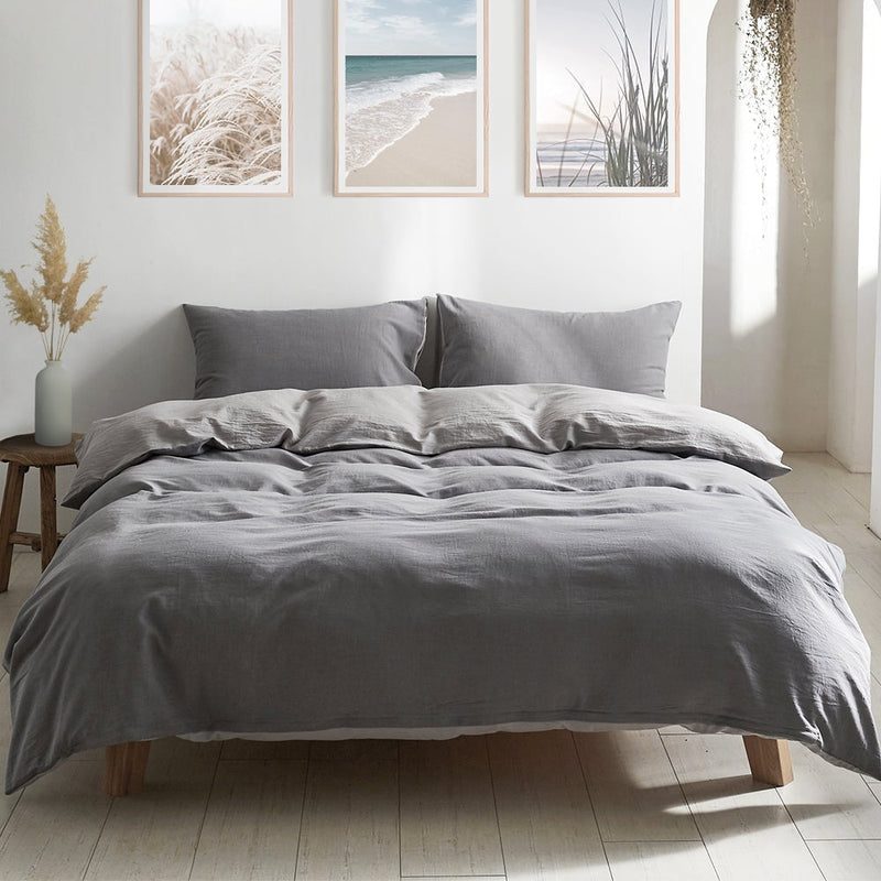 Cosy Club Duvet Cover Quilt Set Single Flat Cover Pillow Case Grey Inspired Payday Deals