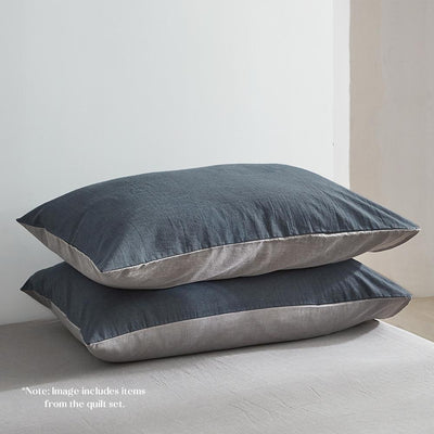 Cosy Club Sheet Set Cotton Sheets Double Dark Blue Grey Payday Deals