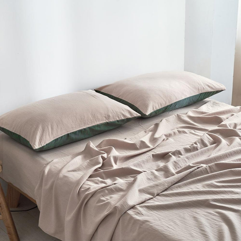 Cosy Club Sheet Set Cotton Sheets King Green Beige Payday Deals