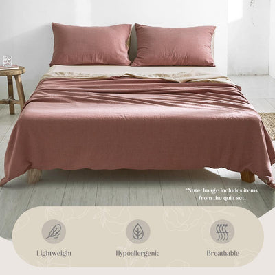Cosy Club Sheet Set Cotton Sheets Single Red Beige Payday Deals