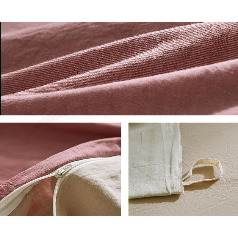 Cosy Club Sheet Set Cotton Sheets Single Red Beige Payday Deals