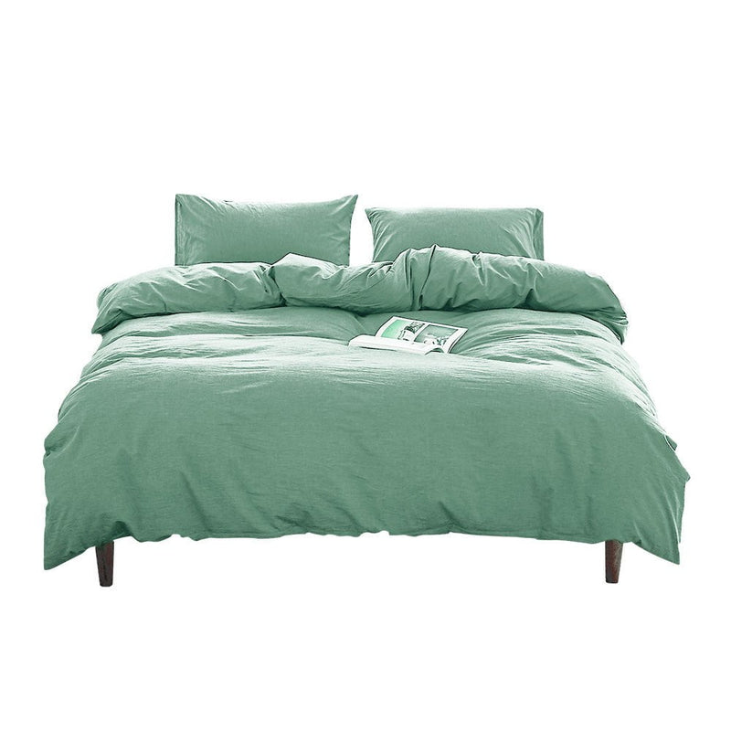 Cosy Club Washed Cotton Quilt Set Green Double Payday Deals