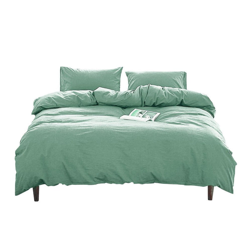 Cosy Club Washed Cotton Quilt Set Green King Payday Deals